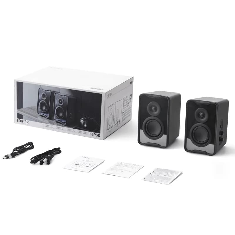 BOXE EDIFIER 2.0, RMS: 30W (2 x 15W), Bluetooth 5.4, USB-A, AUX, black, "QR30-BK" — miniatură