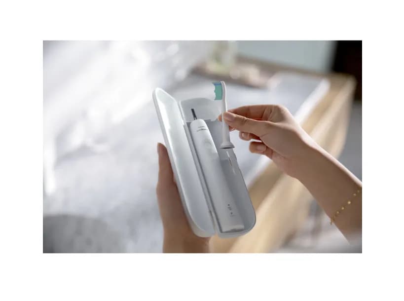 Periuta de dinti sonica electrica PHILIPS Sonicare Seria 3100 HX3673/13, 31000 miscari/minut, 1 mod de curatare, Senzor presiune, Functia BrushSync, 1 cap de periere, Toc de transport, Alb, L x A x I (mm) 63x139x220 — miniatură