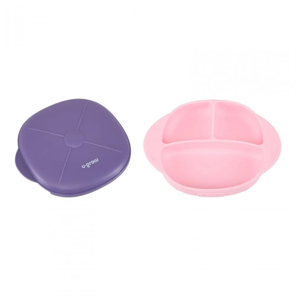 Farfurie silicon cu capac, mov, U-Grow — miniatură