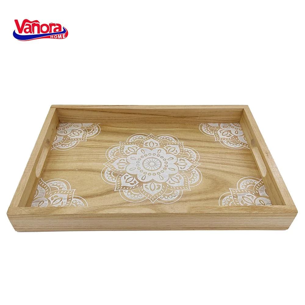 TAVĂ DIN LEMN PENTRU SERVIRE CU MODEL MANDALA, VANORA HOME — miniatură