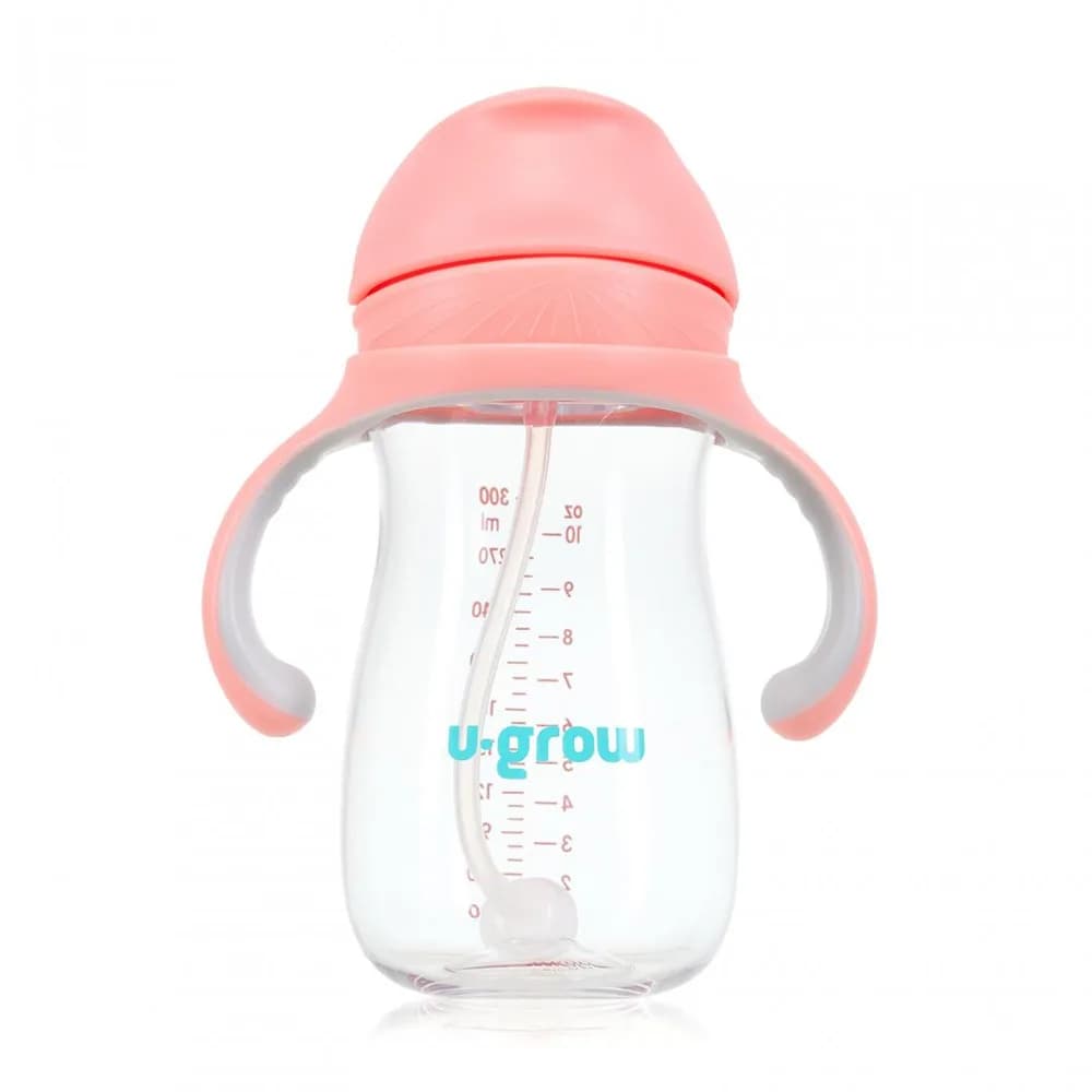 Cana cu pai tritan, roz, 300ml, U-Grow