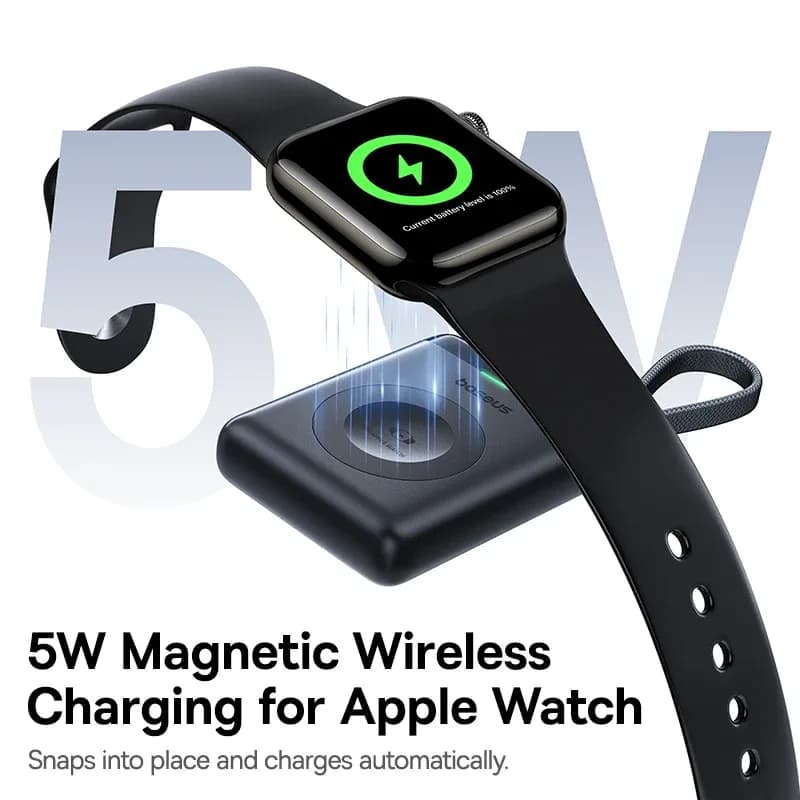 POWER BANK Baseus EnerFill FW11, 1640mAh, compatibil cu Apple Watch, 5W, cablu integrat 1 x USB Type-C, negru, "E0205301" - 6953156298989 — miniatură