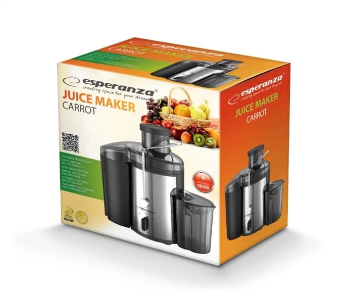 Storcator de fructe si legume Esperanza Carrot EKJ002 500W 21.000rpm Inox/Plastic "EKJ002" — miniatură