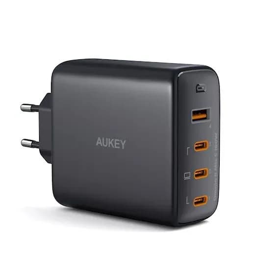 Alimentator retea Aukey, PA-B7S BK, 100W, fast charge, 3 x USB-C, 1 x USB-A, negru, "LLTSEUN1040956" - 689323785575