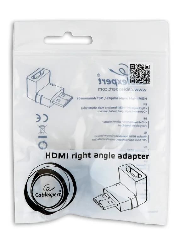 ADAPTOR video GEMBIRD, adaptor HDMI (T) la HDMI (M), 90 grade, negru, "A-HDMI90-FML" — miniatură