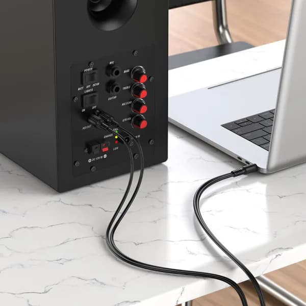 CABLU AUDIO Borofone "BL11", 1 x Jack 3.5mm (T) la 2 x RCA (T), lungime cablu 1.5m, negru "6974443382204" — miniatură