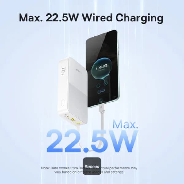 POWER BANK Baseus EnerFill FC51 Bipow2 Pro, 20000mAh, PD 22.5W, 1 x USB; 1 x cablu integrat USB Type-C, 1 x Type-C, digital display pt. status baterie,total 2.4A, alb "E0027700" - 6932172691882 — miniatură