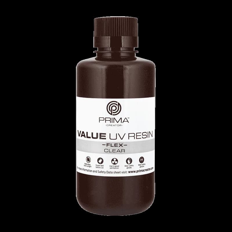 Rășină 3D PrimaCreator Value Flex UV – 500 g – Clear — miniatură