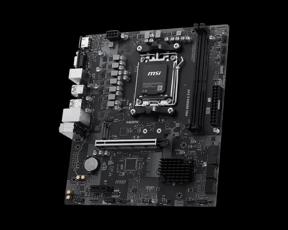 Placa de baza MSI PRO B850M-E EVO, AMD B850, Socket AM5, mATX, Negru "PRO B850M-E EVO" — miniatură
