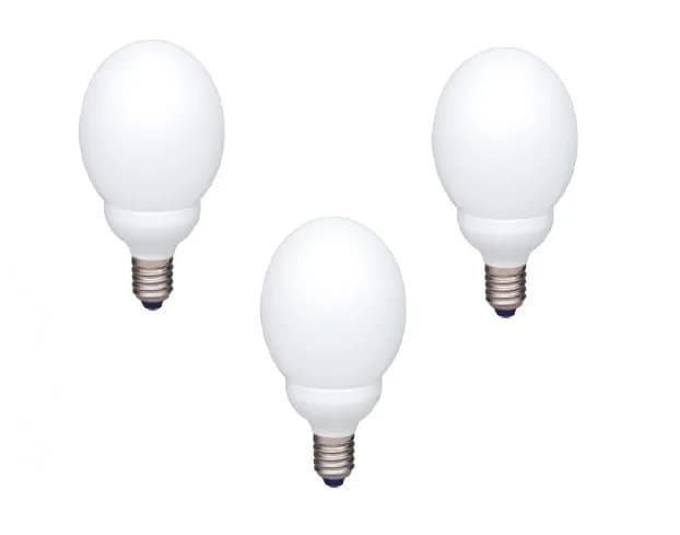 SET 3 becuri fluorescent Panasonic, soclu E27, putere 18W, forma oval, lumina alb rece, alimentare 220 - 240 V, "EFG18E65HD-3"