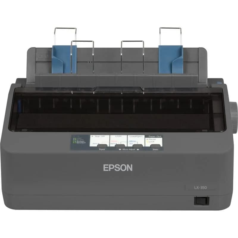 Imprimanta matriceala mono Epson LX-350, dimensiune A4, numar ace: 9 pini, viteza 15cpi, rezolutie 240x144dpi, memorie 128KB, limbaje de printare IBM PPDS, ESC/P, interfata USB 2.0, Bidirectional parallel, RS- 232, ribbon inclus, consumabile: S015637, S015647, optional: suport role hartie