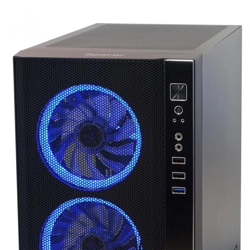 Carcasa SPACER SPCS-GC-RAINBOW, RGB, Mid Tower, Black — miniatură