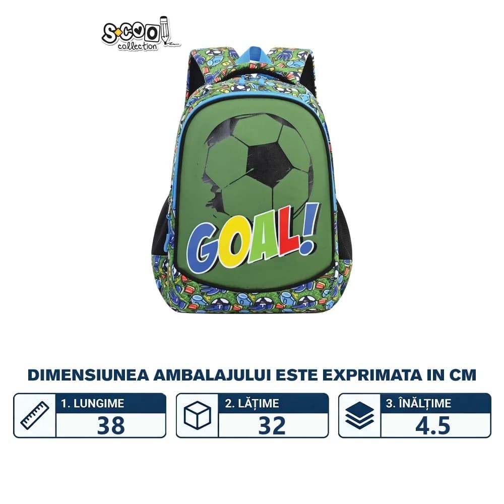 Ghiozdan gradinita, 34x23x14 cm, GOAL - S-COOL — miniatură