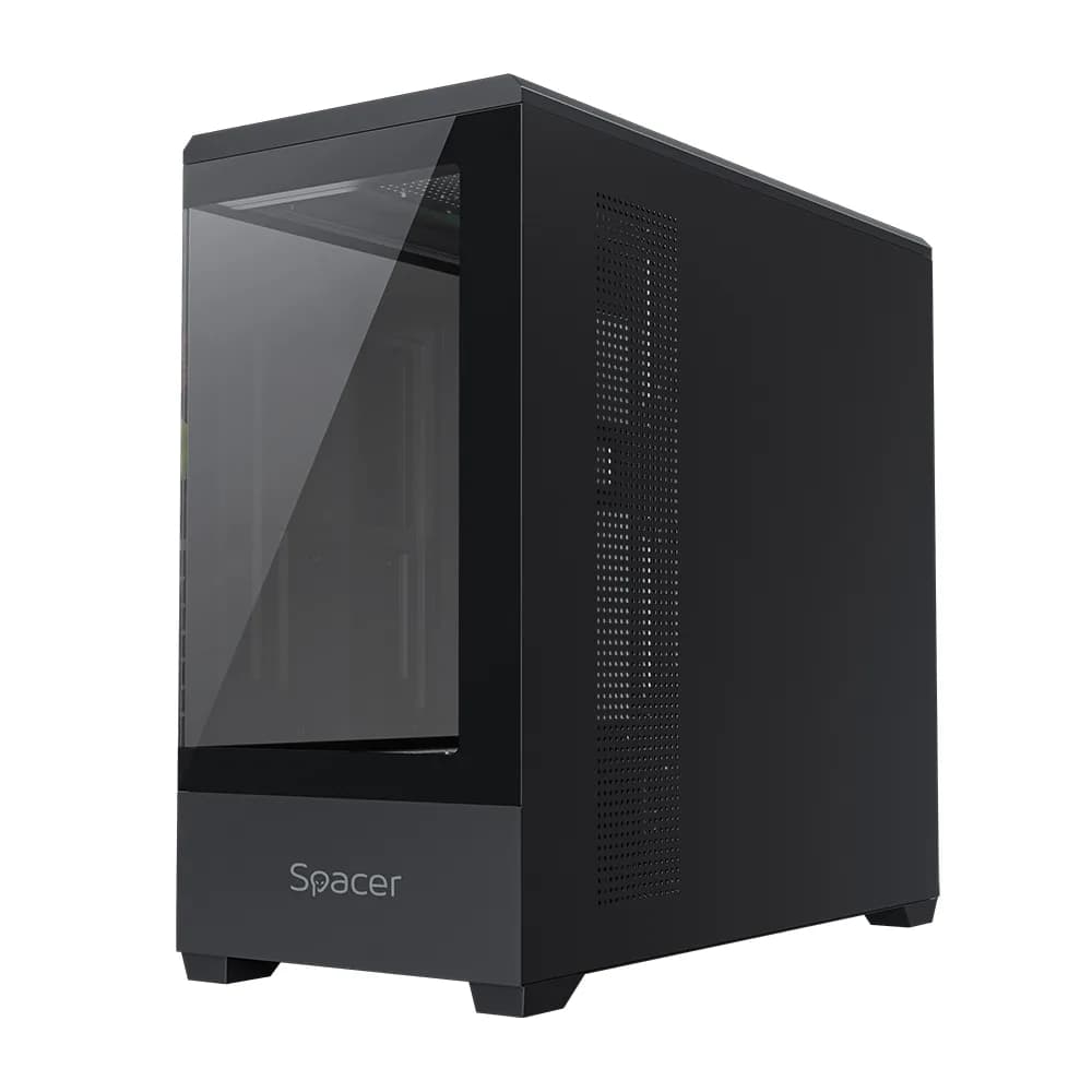 CARCASA SPACER - gaming, Middle Tower, ATX, "NAUTILUS", fara sursa, sticla securizata, USB 3.0 x 1, USB 2.0 x 2, HD-Audio, Jack 3.5mm x 1, black "SPCS-GC-NAUTILUS-BK" — miniatură