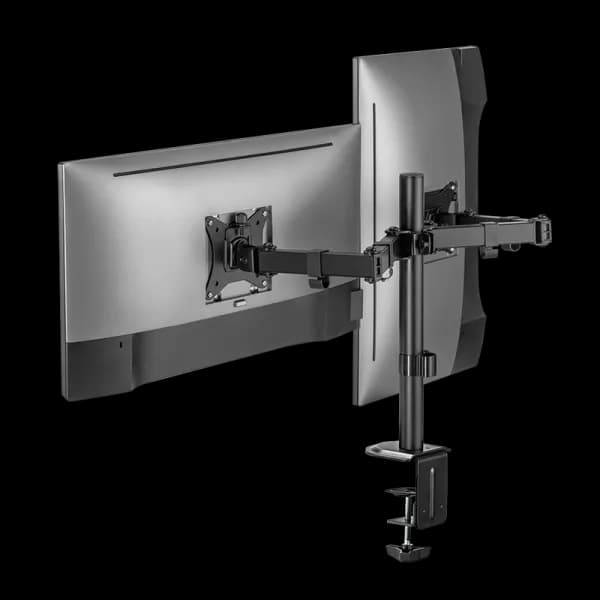 SUPORT de birou LOGILINK, pt 2 TV/monitor, plat, diag. max 32 inch, rotatie, inclinare, pivotare, orizontala, verticala, totala, max 9 Kg x 2, "BP0172" — miniatură