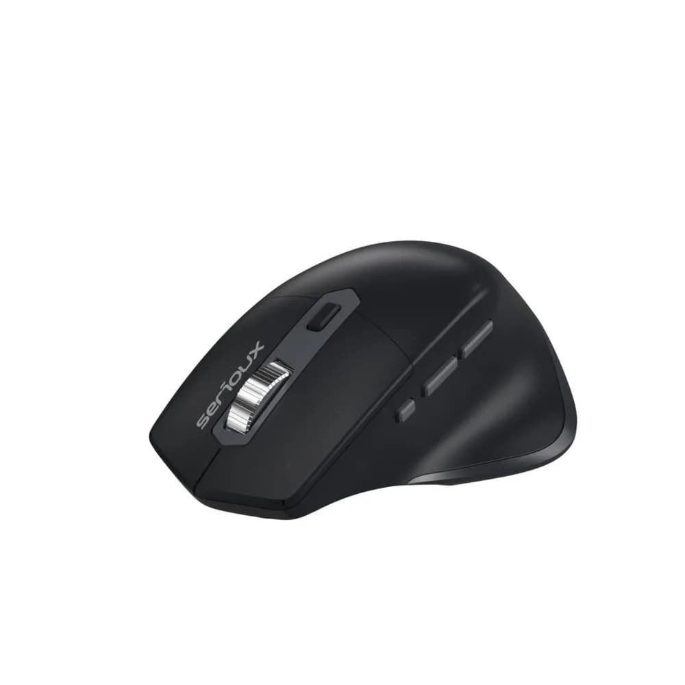 Mouse Serioux Apex 166 Wireless reincarcabil USB-C, Negru, senzor: Optic, DPI: 800/ 1200/1600/ 2400, conexiune: Dongle USB 2,4 GHz, banda de frecventa: 2,4 GHz, click silentios, design ergonomic, baterie integrată litiu de 500 mAh, cerințe OS: Win, Mac, Vista — miniatură