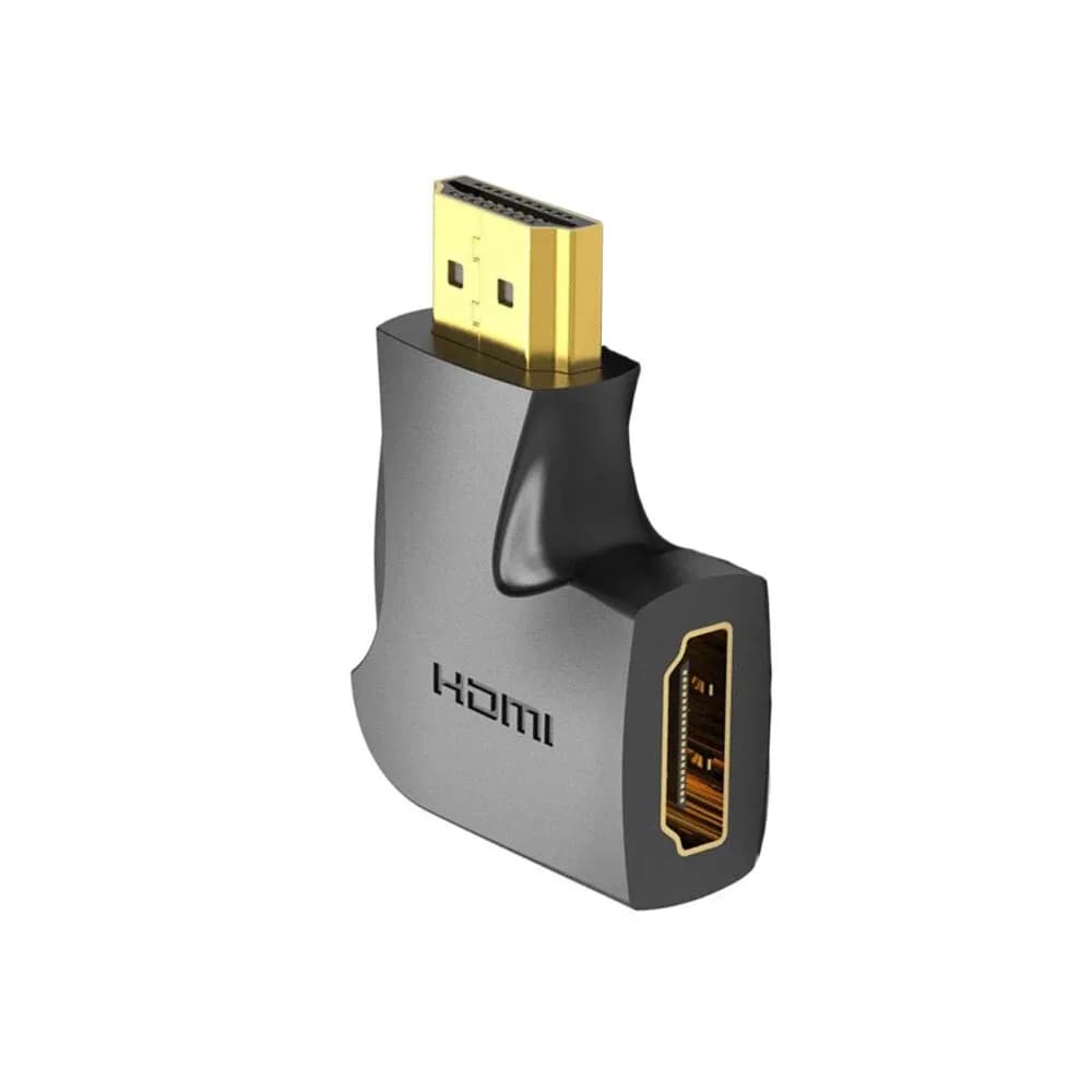 Adaptor video Vention, HDMI(T) la HDMI(M), rezolutie maxima 4K la 60Hz, conectori auriti, unghi 90 grade, invelis PVC, adaptor vertical, negru, "AIPB0" - 6922794747913 — miniatură