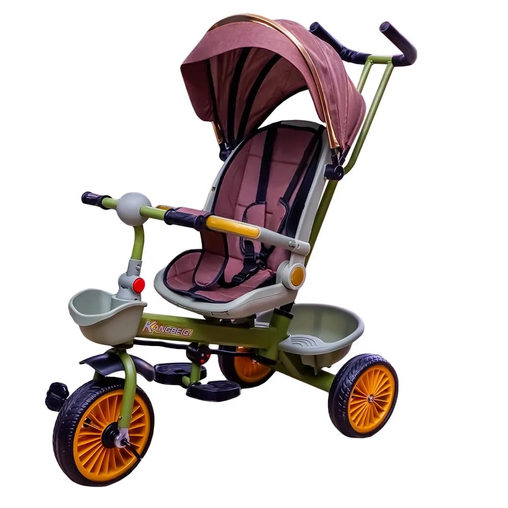 Tricicleta cu pedale, maner si parasolar — miniatură