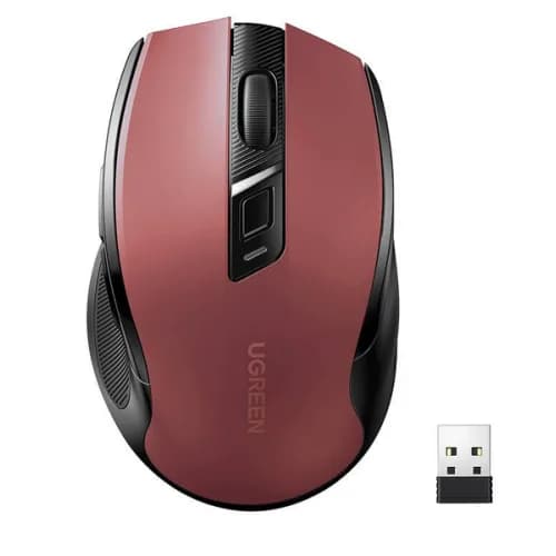 MOUSE Ugreen, "MU006" PC sau NB, bluetooth/wireless 2.4GHz, optic, 5/1 butoane/scroll, 4000 dpi, necesita baterie AA nu este inclusa, rosu "25752" - 6941876227525