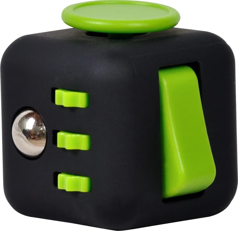 CUB ANTISTRES SPACER, FIDGET, black cu butoane green, "SP-CUBE-FGET" — miniatură