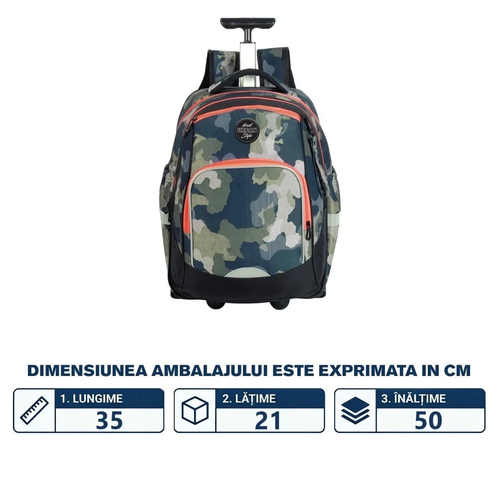 Ghiozdan trolley premium, compartiment laptop, 34x20x49 cm - S-COOL — miniatură