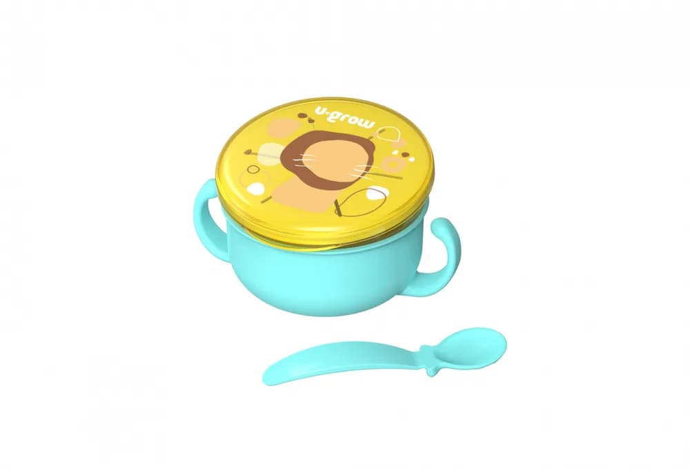Bol 2 in 1 pentru snackuri si lingurita, blue, U-Grow — miniatură