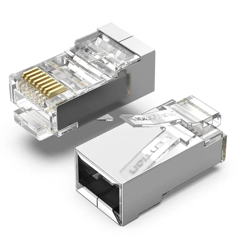 Mufe RJ45 FTP Vention, Cat. 5e, 10 buc pe punga, AWG 23-26, diam. fir 1.02mm, conectori auriti, transparent, "IDAR0-10" - 6922794744134