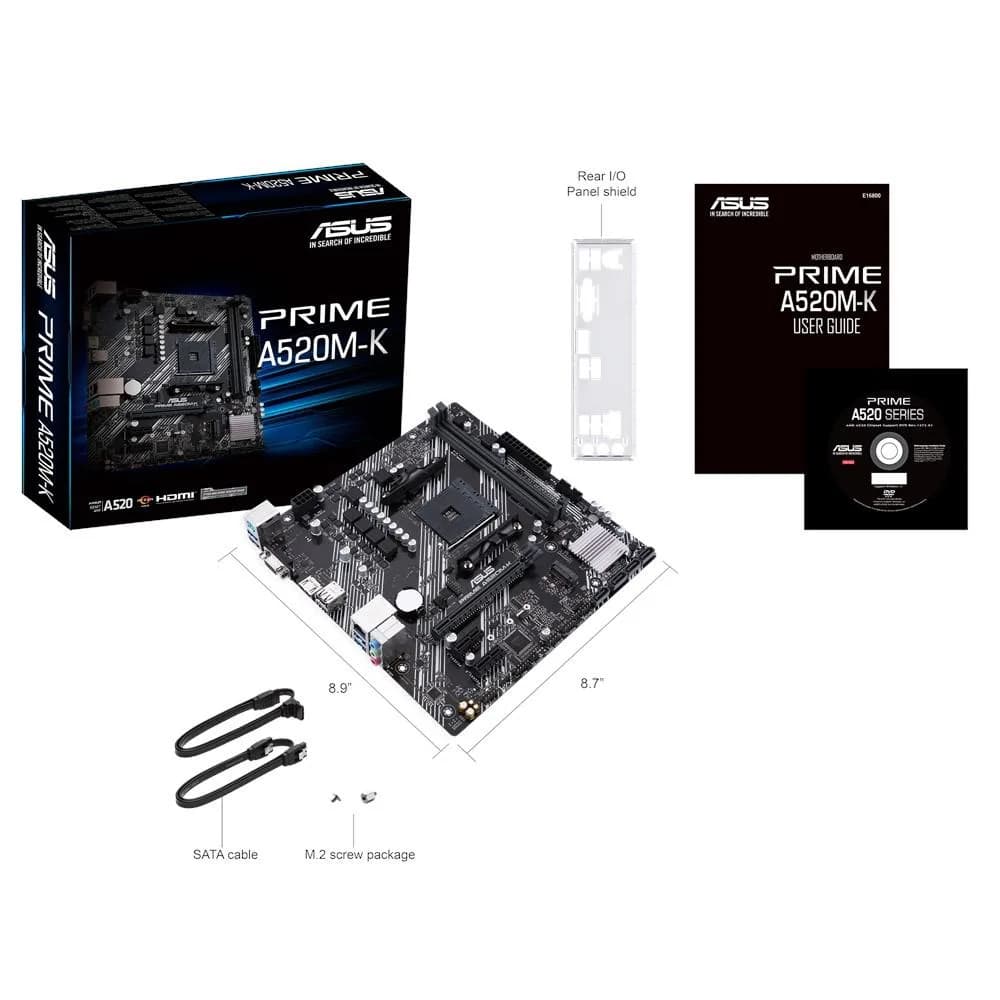 Placa de baza ASUS PRIME A520M-K, Socket AM4, DDR4, Micro-ATX — miniatură