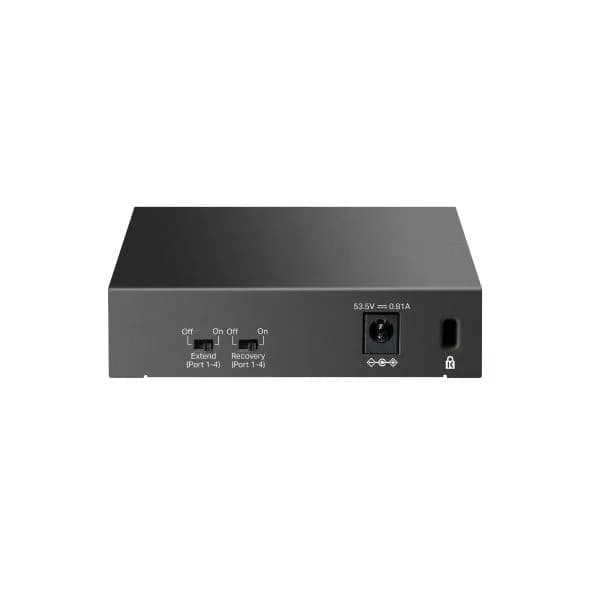 "5-Port 10/100 Mbps Desktop Switch with 4-Port PoE PORT: 4× 10/100 Mbps PoE Ports, 1× 10/100 Mbps Non-PoE Port SPEC: 802.3af, 41 W PoE Power, Desktop Steel Case FEATURE: Extend Mode for 250m PoE Transmitting, PoE Auto Recovery, Plug and Play" — miniatură