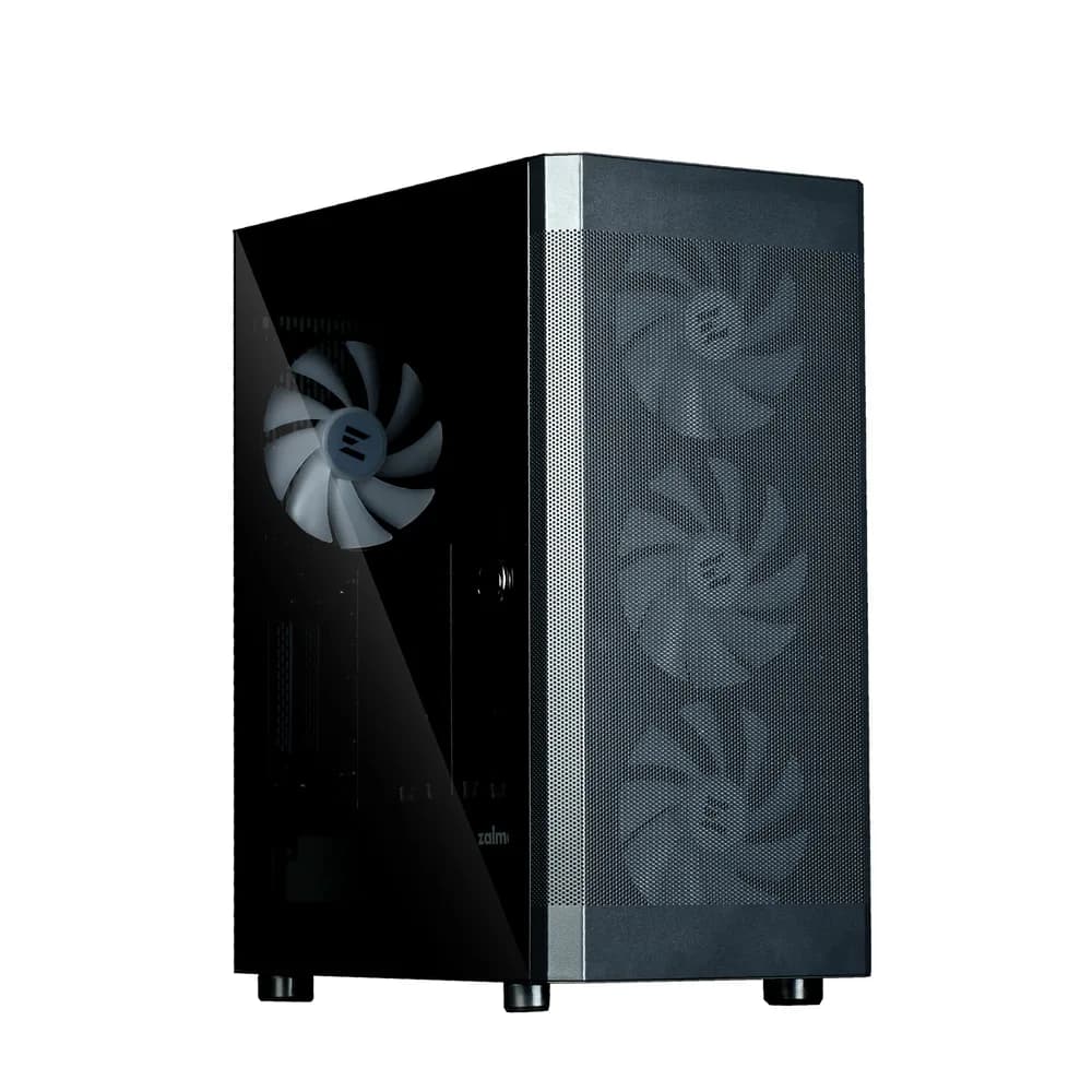 CARCASA Zalman "i4 TG", middle tower, gaming, fara sursa, suporta 8xfan, 4xfan 140mm inclus, PSU shroud, USB 3.1 gen1 x 2, USB 2.0 x 1, audio+mic, 7 sloturi expansiune + 2 verticale, negru, "i4 TG Black" — miniatură