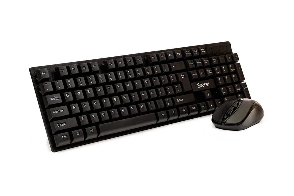 Kit wireless tastatura si mouse SPACER SPDS-1100, taste numerice, negru