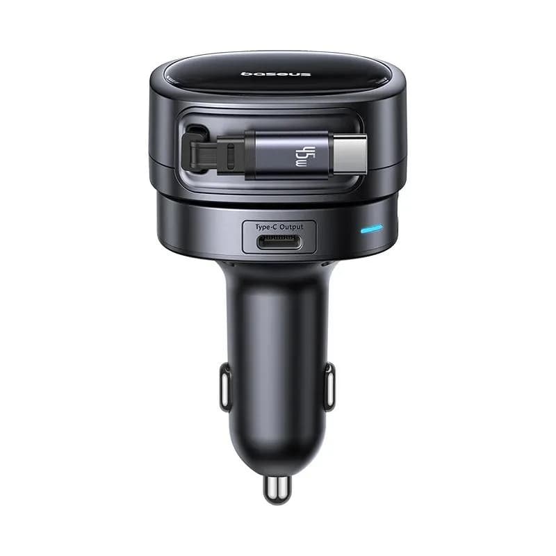 INCARCATOR auto Baseus PrimeTrip VR1, Quick Charge 60W, 1 x USB, 2 x USB Type-C, pt. bricheta auto, cablu retractabil, negru "C00069001121-00" - 6932172690274