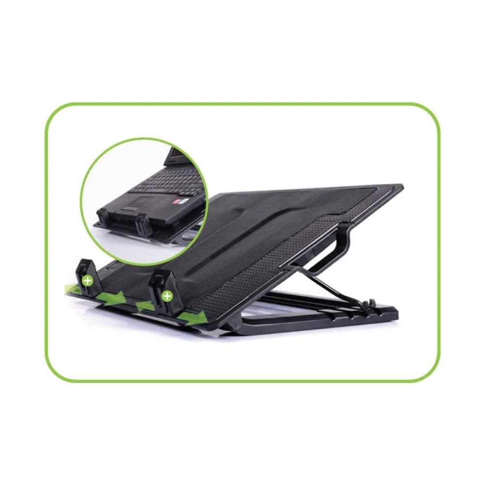 Suport pentru laptop cu sistem de racire, ergonomic, reglabil, iluminat led, 17.3 inch maxim, Negru, Techly, ICOOL-CP12TY "ICOOL-CP12TY" — miniatură