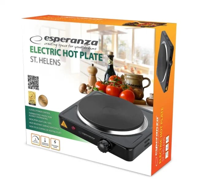 Plita electrica Esperanza Helens EKH003K 1000W 15.5 cm Negru "EKH003K" — miniatură