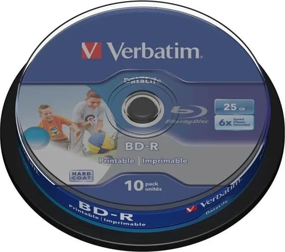 BD-R VERBATIM 25GB, viteza 6x, 10 buc, Single Layer, spindle, printabil, "Wide Inkjet Printable" "43804"
