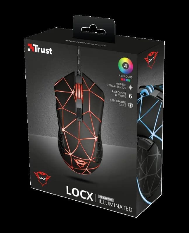 Mouse cu fir Trust GXT 133 Locx Illuminated Gaming Mouse — miniatură