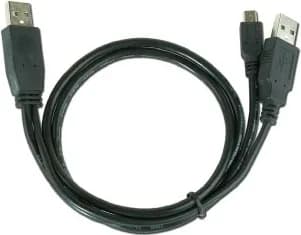 CABLU alimentare si date GEMBIRD, pt. smartphone, USB 2.0 (T) la Mini-USB 2.0 (T), 0.9m, conectori auriti, extra power socket USB 2.0 (T), negru, "CCP-USB22-AM5P-3" — miniatură