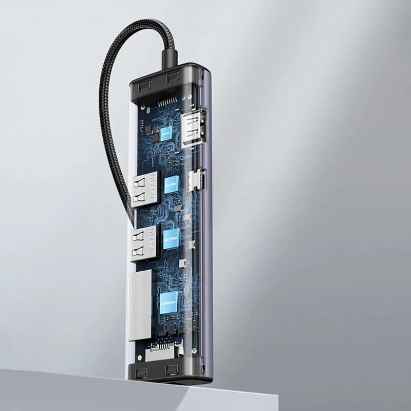 DOCKING Station Ugreen, "CM512" conectare PC USB Type-C, USB 3.0 x 2| RJ-45 Gigabit x 1|HDMI 4K x 1 la 30Hz|USB-C x 1 PD 100W, aluminiu, gri "90568" - 6957303895687 — miniatură