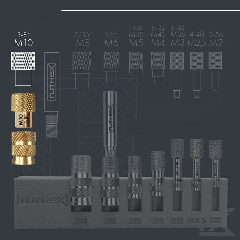 Accesoriu imprimantă 3D Ruthex Melting Aid pentru M10 3/8" thread inserts – 1 buc — miniatură