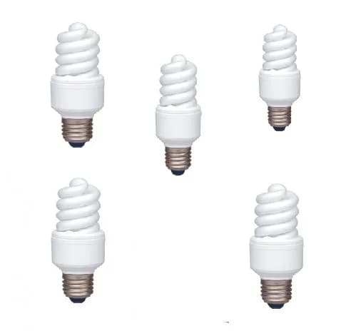 SET 5 becuri fluorescent Panasonic, soclu E27, putere 13W, forma spirala, lumina alb calda, alimentare 220 - 240 V, "EFD13E282V-5"