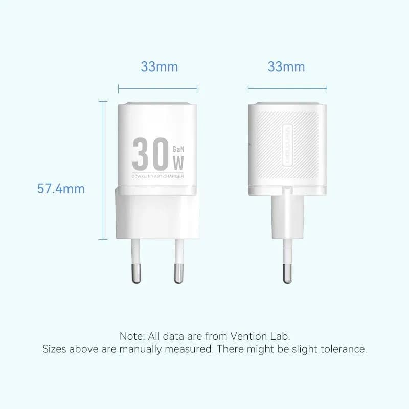 Alimentator retea Vention, 30W, 1 x USB-C, alb, "FEZW0-EU" -6922794790223 — miniatură