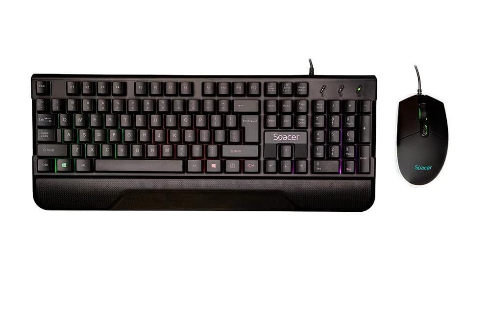 Kit Wired tastatura si mouse SPACER SPGK-INVICTUS, taste numerice, Negru — miniatură