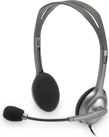 CASTI Logitech, "H110", cu fir, standard, utilizare multimedia, call center, microfon pe brat, conectare prin Jack 3.5 mm x 2, gri, "981-000271"