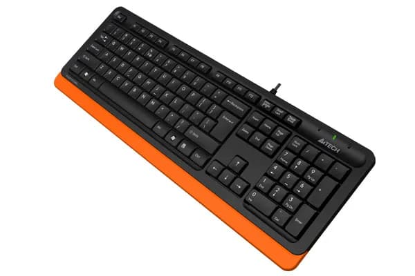 TASTATURA A4TECH, "Fstyler USB", cu fir, 104 taste format standard, USB, negru & portocaliu, "FK10 Orange" — miniatură