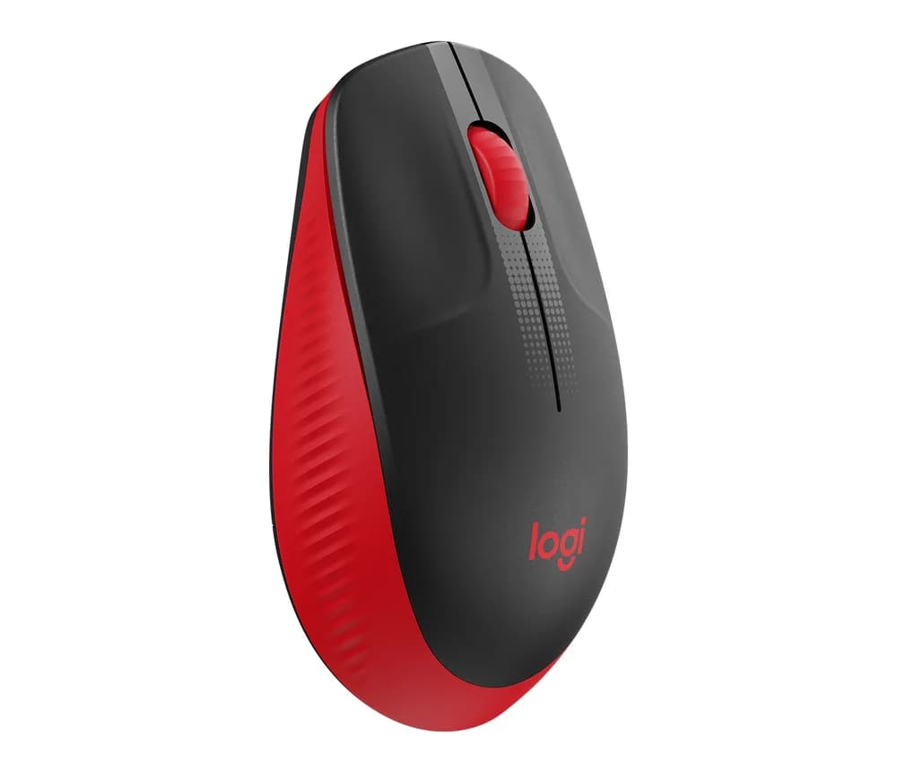 MOUSE LOGITECH, "M190", PC sau NB, wireless, 2.4GHz, optic, 1000 dpi, butoane/scroll 3/1, negru / rosu, 45507061 "910-005908" — miniatură
