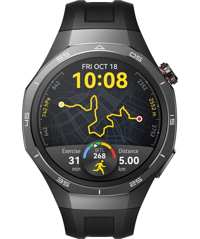 Smartwatch Watch GT 5 Pro, 46MM, Tarnish Titanium Case, Black Fluoroelastomer Strap "55020DKD"