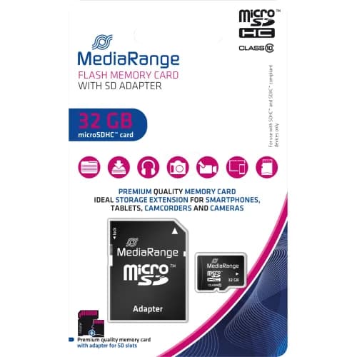 MediaRange Micro SDHC 32GB Class 10 with SD adapter "MR959"