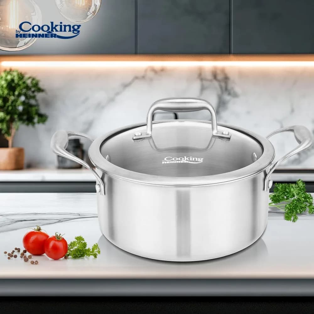 SEMIOALA INOX+CAPAC STICLA 24x12CM, 5L, ATOMIC3, COOKING BY HEINNER — miniatură