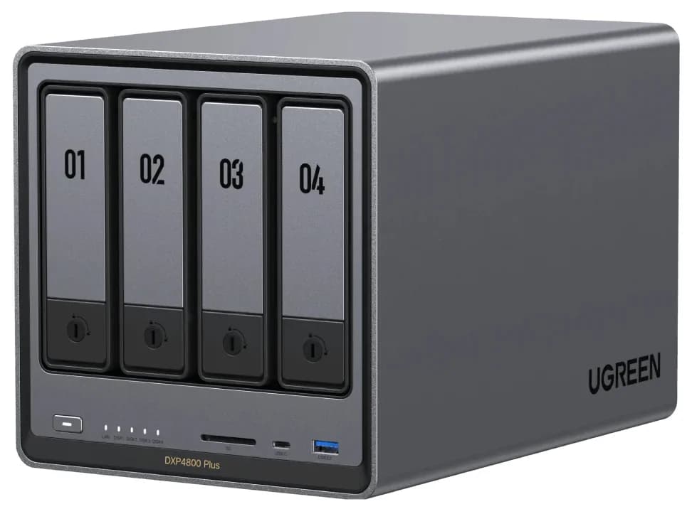 NAS Ugreen "DXP4800Plus", CPU 4.40 GHz, RAM DDR5 8Gb max 64Gb, SATA 24Tx4 si M.2 8Tx2, LAN 2.5Gbx1 si 10Gbx1, 2xUSB2.0, 2xUSB 3, 1xTypeC 3.2Gen2, HDMI 2.0 4K, card reader, "35261" - 6941876232611