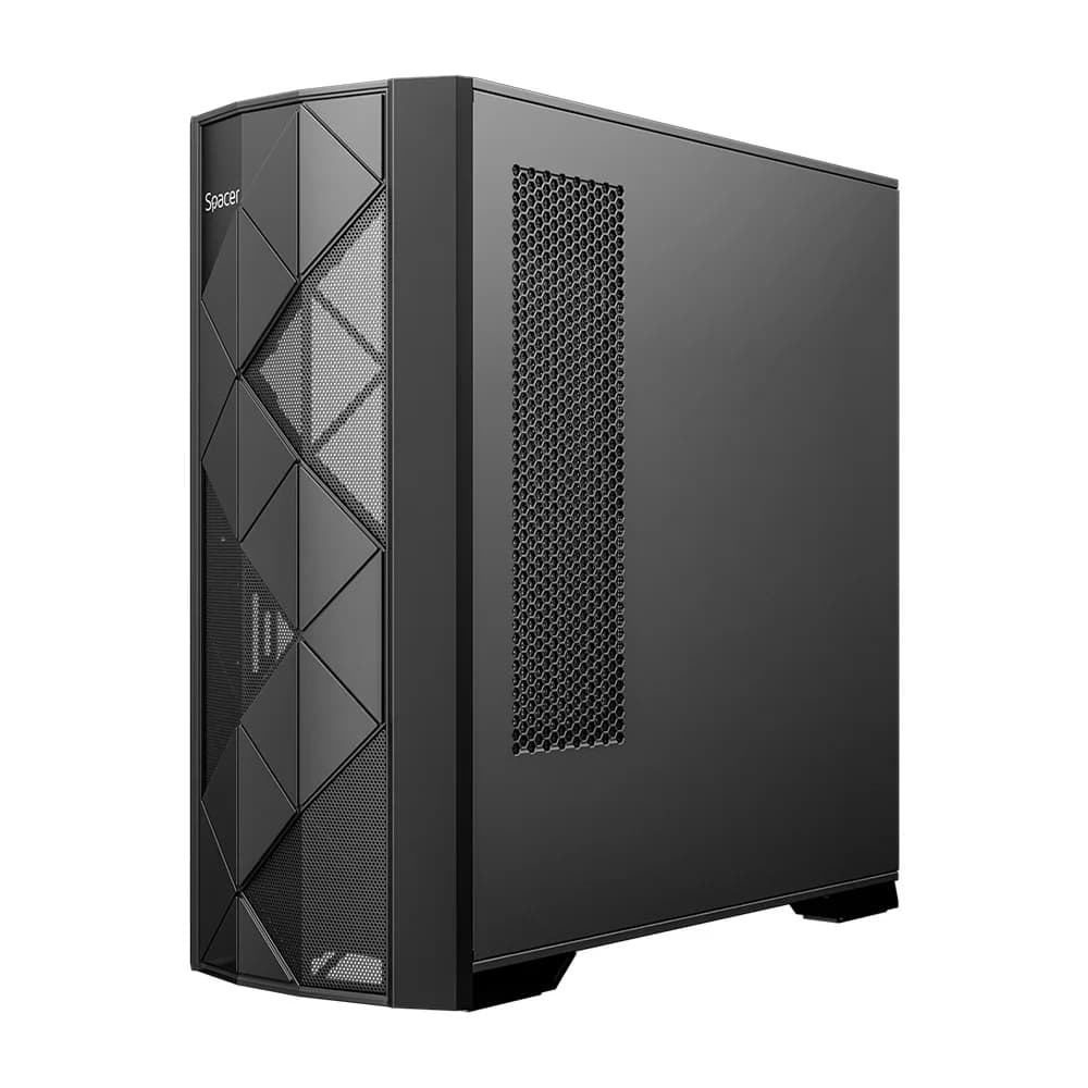 CARCASA SPACER - gaming, Middle Tower, ATX, "INFINITY", fara sursa, sticla securizata, USB 3.0 x 1, USB 2.0 x 1, HD-Audio, Jack 3.5mm x 1, PSU shroud, black "SPCS-GC-INFINITY" — miniatură